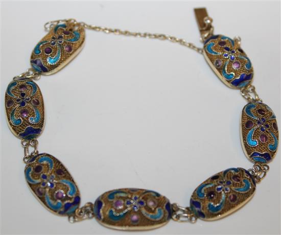 Chinese silver and enamel bracelet